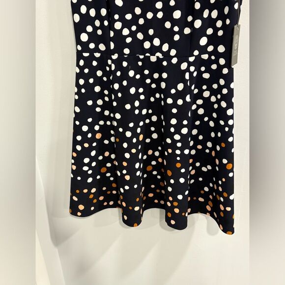 Vince Camuto Navy and White Classic Polka Dot Midi Dress - Picture 5 of 12